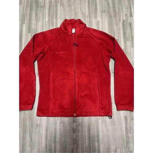 Columbia Jacket Womens Sz S Full Zip Long Sleeve Red Fleece Pockets Lightweight - Picture 1 of 6